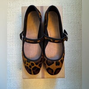 Maeve by Anthropologie, Leopard Print Mary Jane Flats, Size 37, New with Box